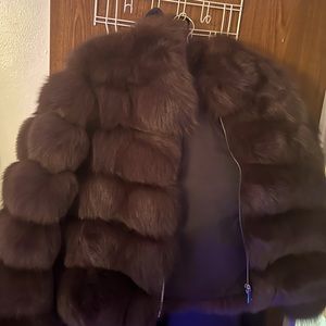 Women size medium brown fox fur